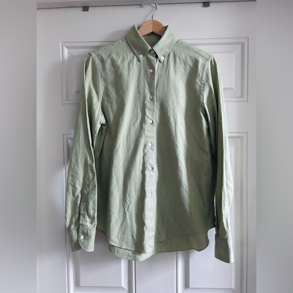 Italian- Giangi Napoli Men’s 44 Sage Green Button-Down – Tailored Fit